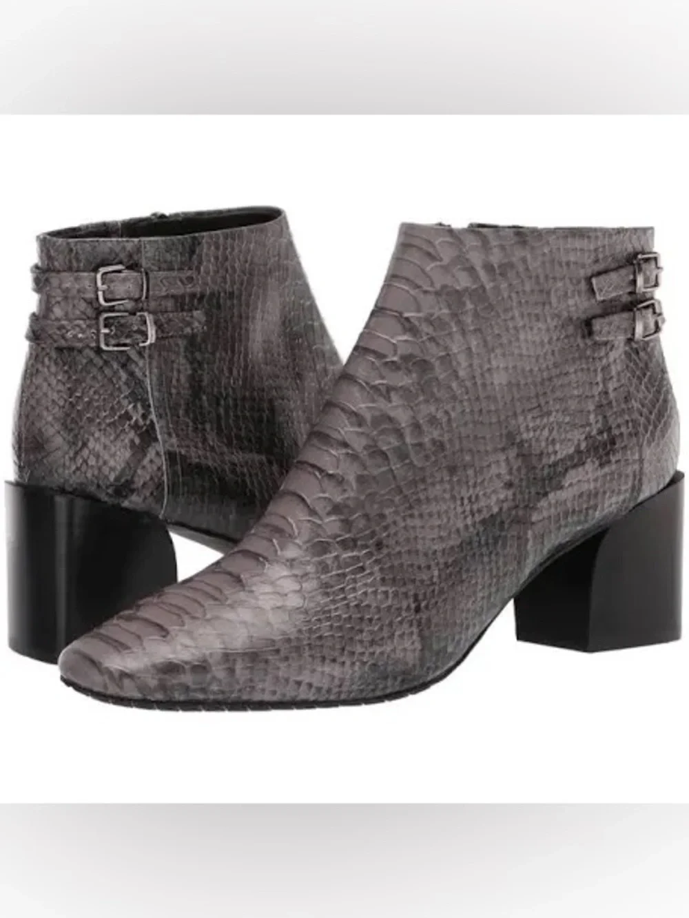 Donald J. Pliner Alek Grey Snake-Embossed Leather Ankle Boots
